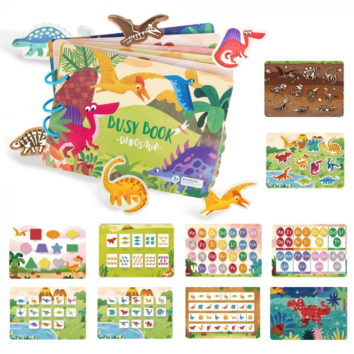 Carte Montessori cu activitati stickere Reutilizabila Dinozauri [6]