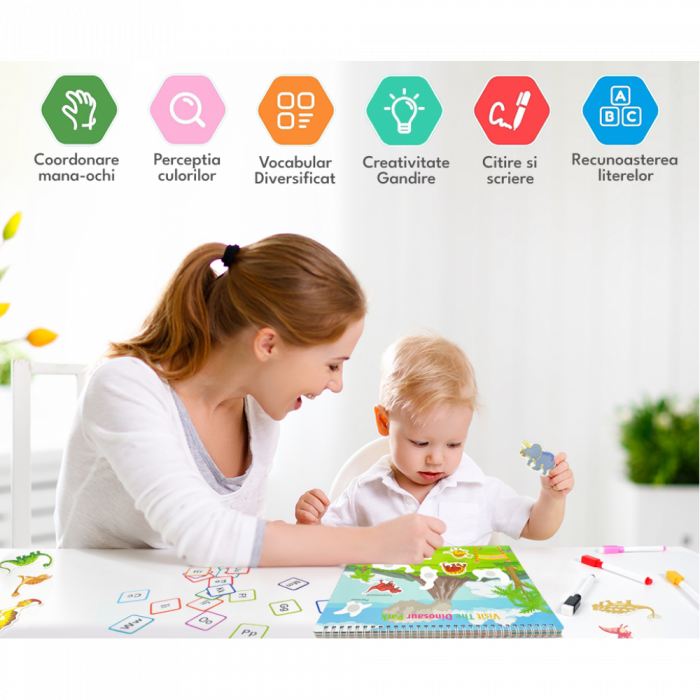 Carte montessori  multiple activitatii stickere reutilizabile in limba engleza [7]
