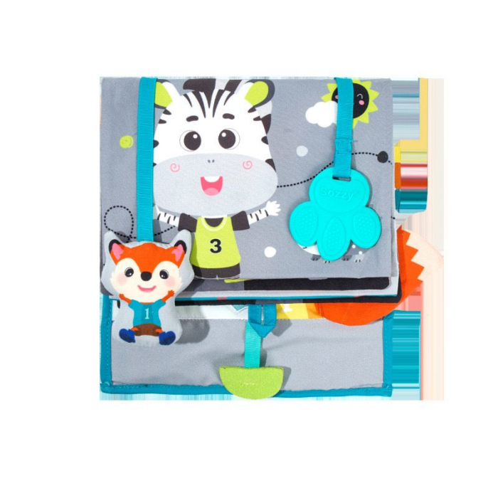 Carte textila senzoriale pentru bebelusi zebra gri [1]