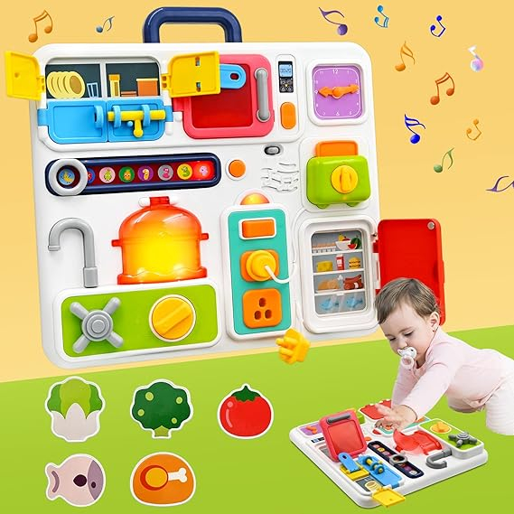 Jucarie Bucatarie tip Montessori 10 in 1 din plastic cu multe activitati [2]