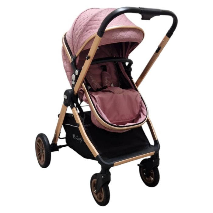 Carucior 2 in 1 Baby Care Nou-Nascuti, Landou Transformabil, Maner Reversibil, Geanta – Roz [3]