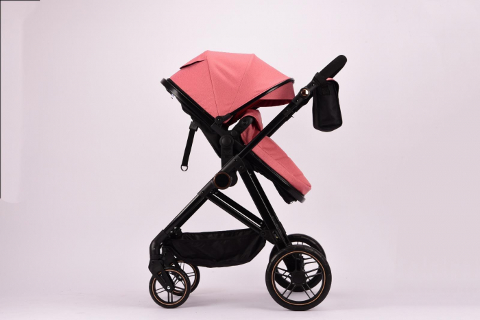 Carucior 2 in 1 Reversibil cu Landou Transformabil in Sport Cadru Aluminiu Roz Somon [3]