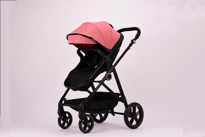 Carucior 2 in 1 Reversibil cu Landou Transformabil in Sport Cadru Aluminiu Roz Somon [5]