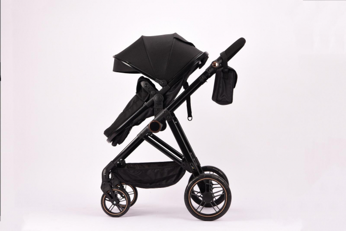Carucior 2 in 1 Reversibil cu Landou Transformabil in Sport Cadru Aluminiu Negru [4]