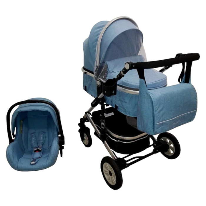 Carucior 3 in 1 Baby Care landou scoica auto, cadru aluminiu roti cauciuc [5]