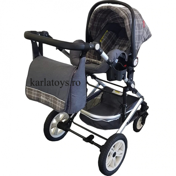 Carucior 3 in 1 Baby Care landou scoica auto, cadru aluminiu roti cauciuc [2]