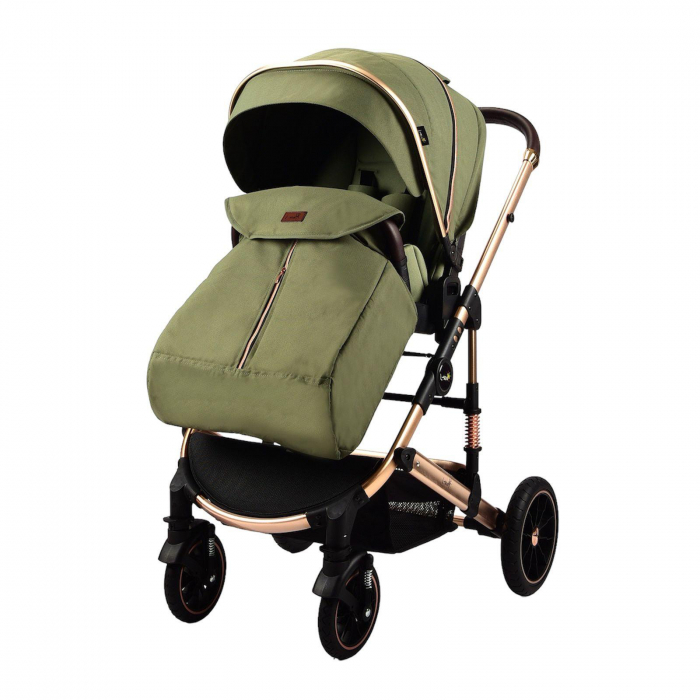 Carucior Bebelusi 2 in 1 Kaki cu Husa de Picioare si Geanta [5]