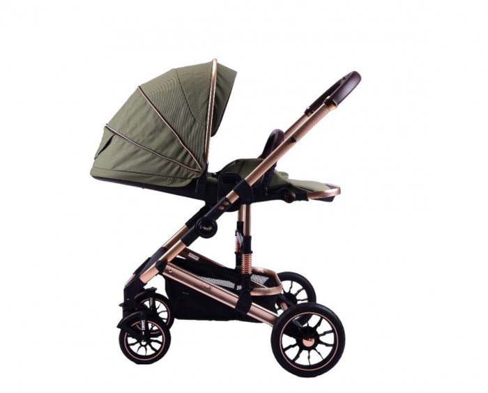 Carucior Bebelusi 2 in 1 Kaki cu Husa de Picioare si Geanta [7]