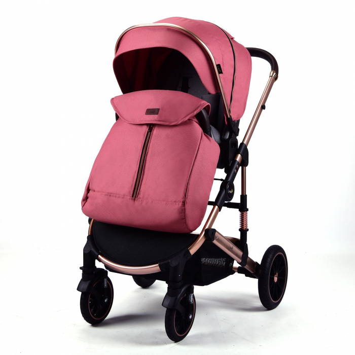 Carucior Bebelusi 2 in 1 Bordo cu Husa de Picioare si Geanta [2]