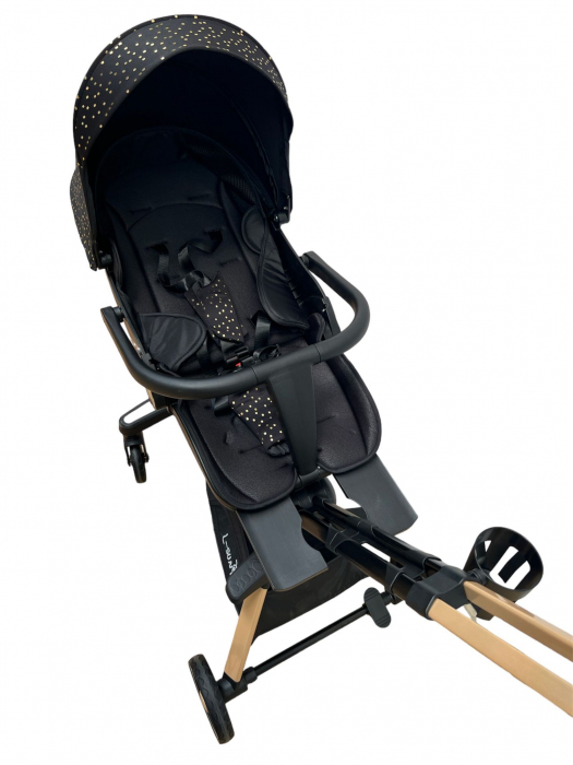 Carucior Deluxe C2, pliabil, reversibil, cu lumini si muzica si 3 pozitii de inclinare, Negru [8]
