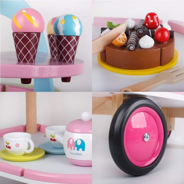 Carucior Inghetata din Lemn cu Accesorii – Masuta Mobila pentru Joc de Rol [6]