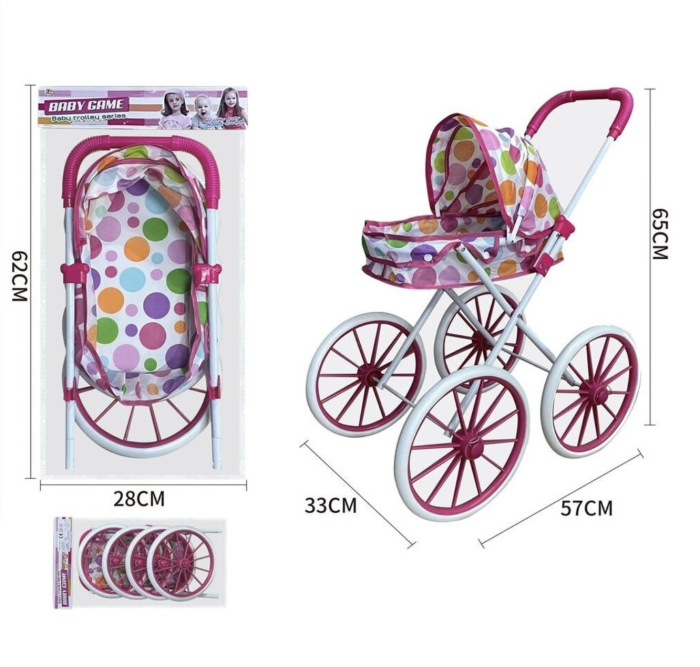 Carucior Landou pentru Papusi cu Roti Mari Roz [2]
