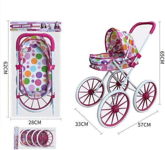 Carucior Papusi Buline Multicolore Roz, 57×33×65 cm, Pliabil, 3 Ani+ [2]