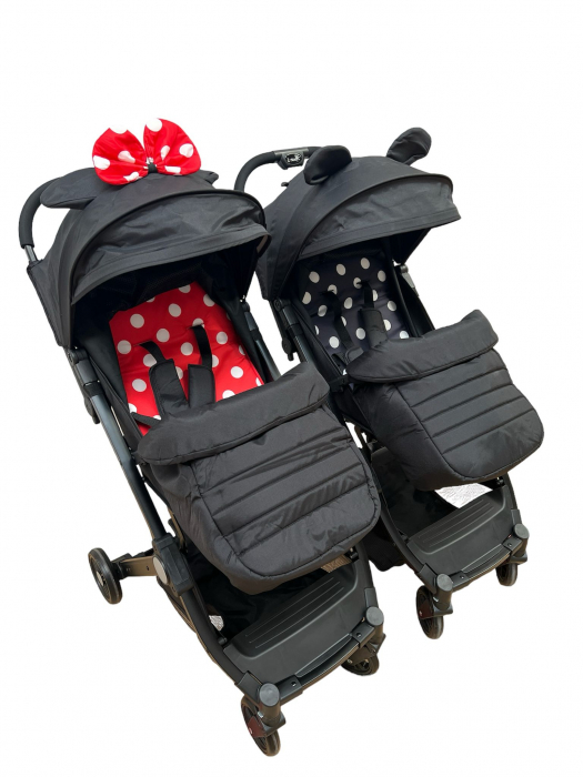 Carucior sport, cu husa de picioare, tip troller pentru avion, Minnie Mouse, negru - rosu [8]
