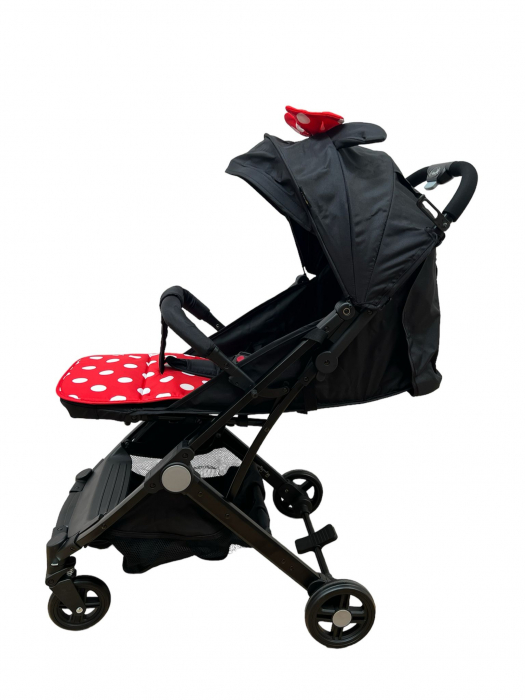 Carucior sport, cu husa de picioare, tip troller pentru avion, Minnie Mouse, negru - rosu [2]