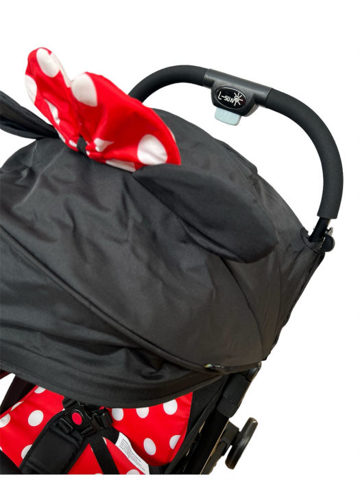 Carucior sport, cu husa de picioare, tip troller pentru avion, Minnie Mouse, negru - rosu [6]