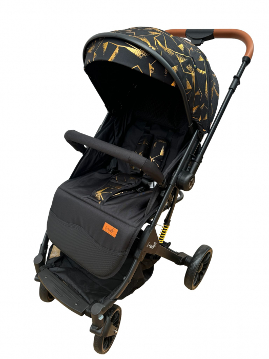 Carucior Sport cu Maner Reversibil si Husa de Picioare - Negru Auriu [2]
