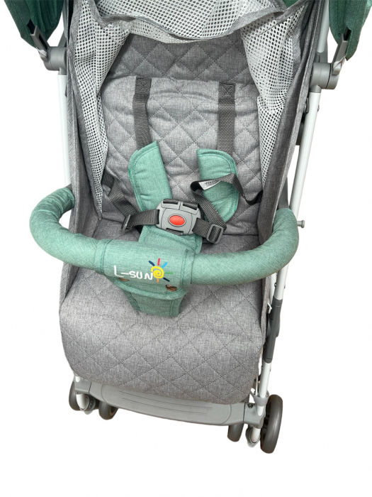 Carucior sport cu pliere compacta tip troler pentru avion, turcoaz [4]