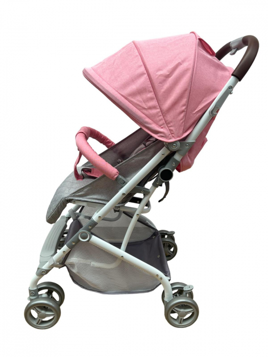 Carucior sport cu pliere compacta tip troler pentru avion, roz [3]