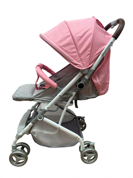 Carucior sport cu pliere compacta tip troler pentru avion, roz [2]