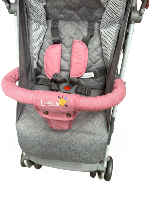 Carucior sport cu pliere compacta tip troler pentru avion, roz [6]