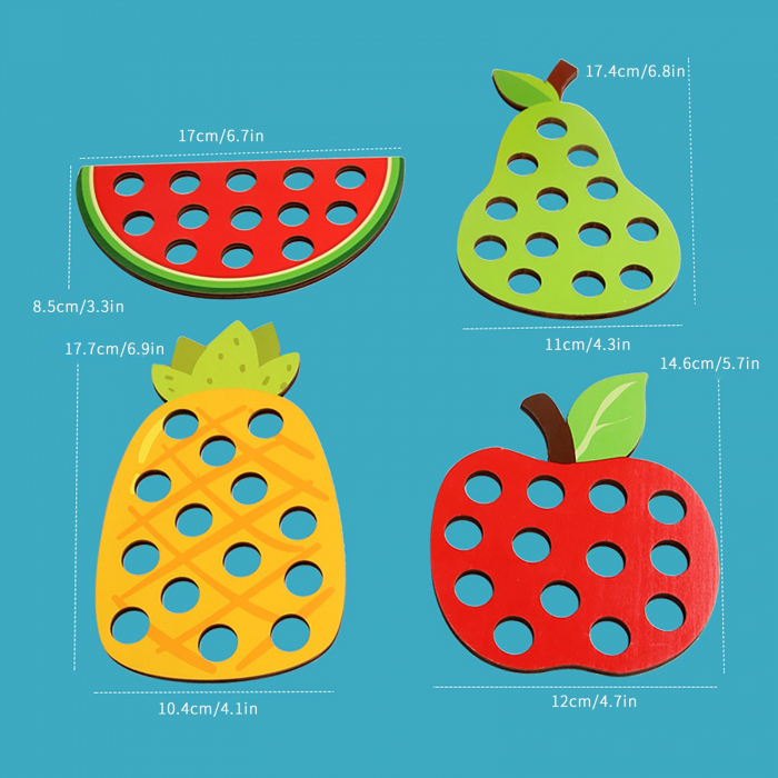 Set Joc de indemanare din Lemn Fructe Joc de Snuruit Fructe [3]