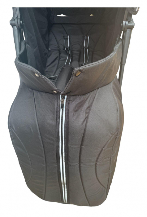 Carucior Sport Tip Troller cu Husa de Picioare Spatar Reglabil Negru [3]