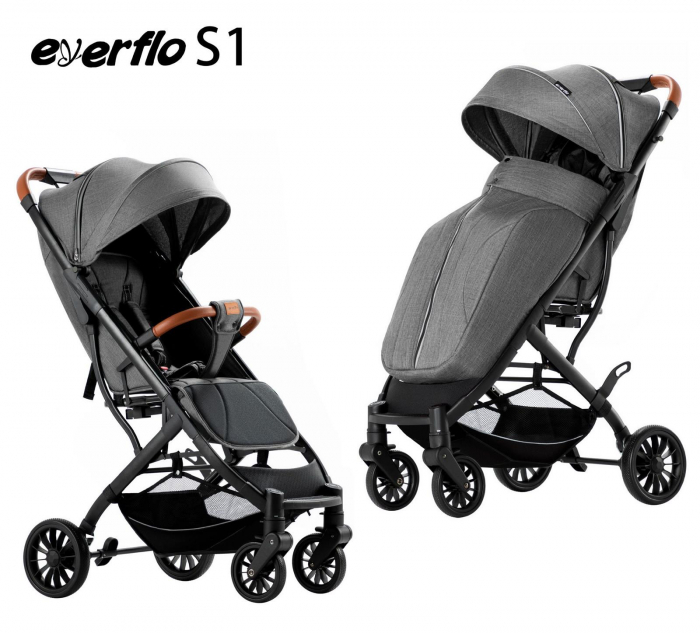 Carucior Sport Tip Troller cu Husa de Picioare Spatar Reglabil Gri [1]