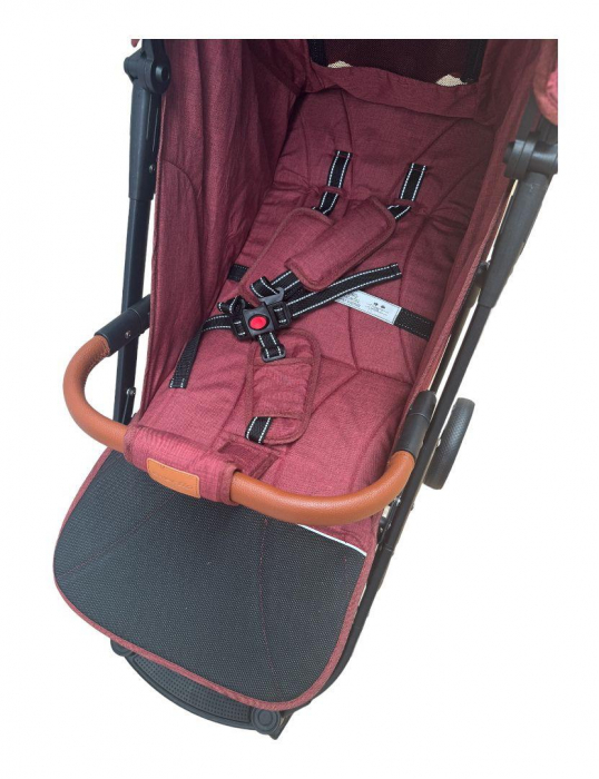 Carucior Sport Tip Troller cu Husa de Picioare Spatar Reglabil Rosu Bordo [6]