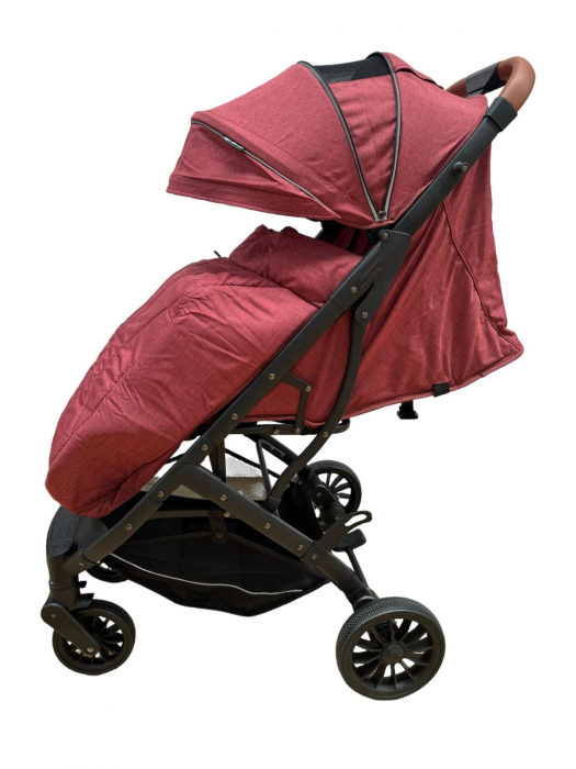 Carucior Sport Tip Troller cu Husa de Picioare Spatar Reglabil Rosu Bordo [4]