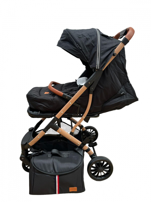 Carucior Sport Tip Troller cu Sac de Dormit si Geanta pentru Accesorii Bebelusi Negru [3]