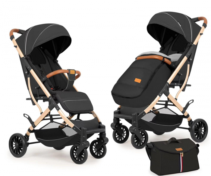 Carucior Sport Tip Troller cu Sac de Dormit si Geanta pentru Accesorii Bebelusi Negru [1]
