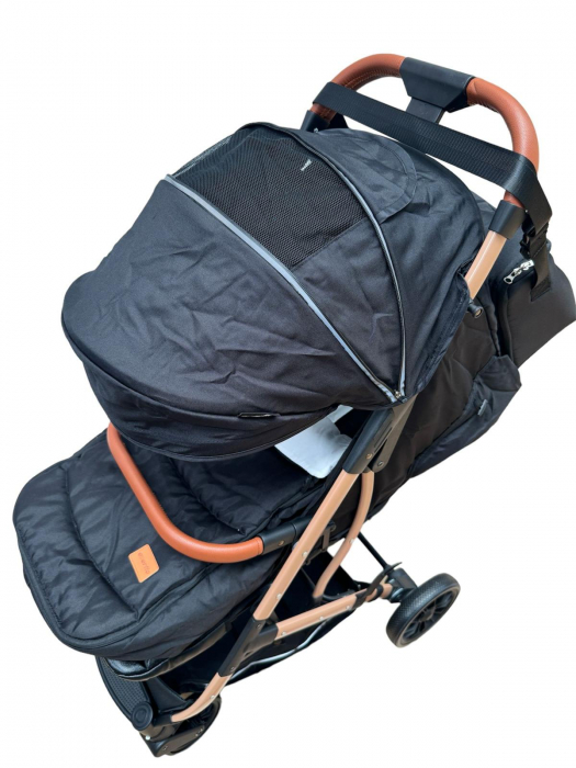 Carucior Sport Tip Troller cu Sac de Dormit si Geanta pentru Accesorii Bebelusi Negru [8]