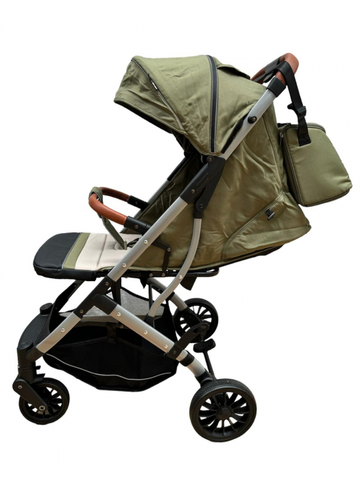 Carucior Sport Tip Troller cu Sac de Dormit si Geanta pentru Accesorii Bebelusi Kaki [5]