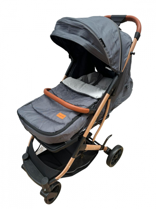 Carucior Sport Tip Troller cu Sac de Dormit si Geanta pentru Accesorii Bebelusi Gri [4]