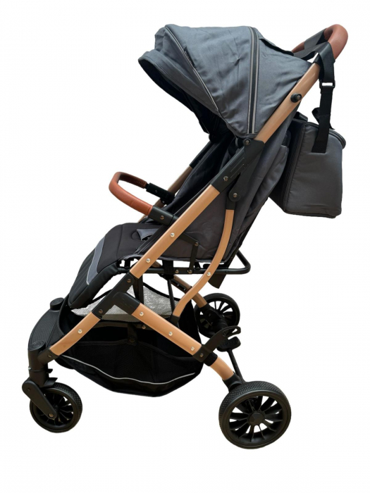 Carucior Sport Tip Troller cu Sac de Dormit si Geanta pentru Accesorii Bebelusi Gri [8]
