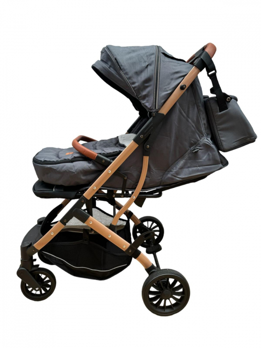 Carucior Sport Tip Troller cu Sac de Dormit si Geanta pentru Accesorii Bebelusi Gri [2]
