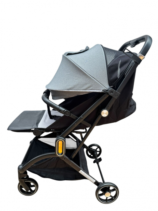 Carucior Sport Troler Pliabil cu Ham 5 Puncte Spatar Reglabil Copertina Gri [4]