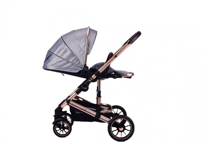 Carucior Transformabil 3 in 1 Copii Gri - Geanta, Scoica si Husa de Picioare [10]