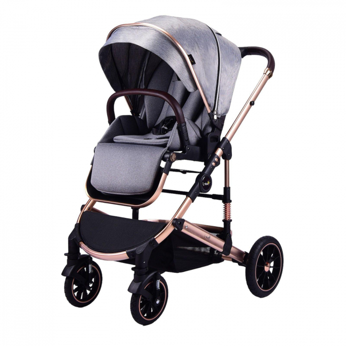 Carucior Transformabil 3 in 1 Copii Gri - Geanta, Scoica si Husa de Picioare [7]