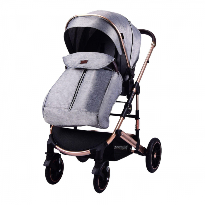 Carucior Transformabil 3 in 1 Copii Gri - Geanta, Scoica si Husa de Picioare [6]