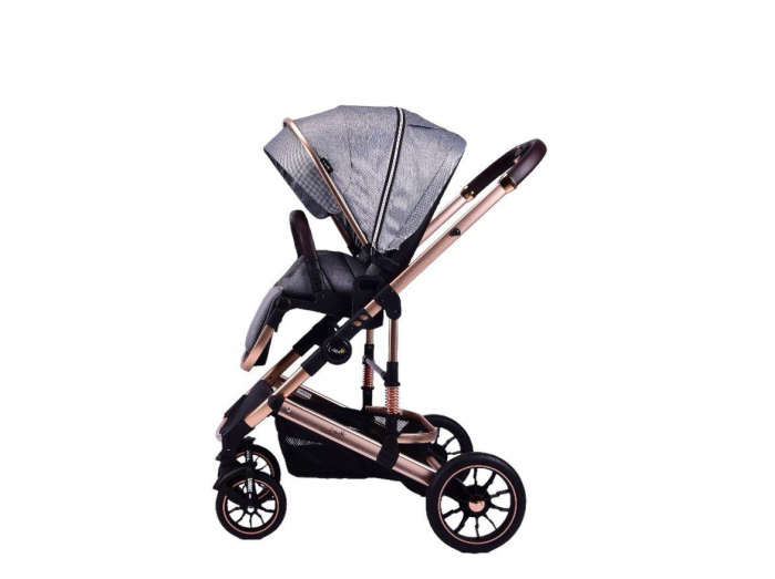 Carucior Transformabil 3 in 1 Copii Gri - Geanta, Scoica si Husa de Picioare [11]