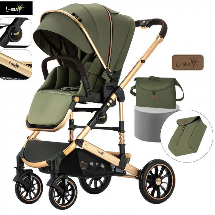 Carucior Transformabil 3 in 1 Copii Kaki - Geanta, Scoica si Husa de Picioare [3]