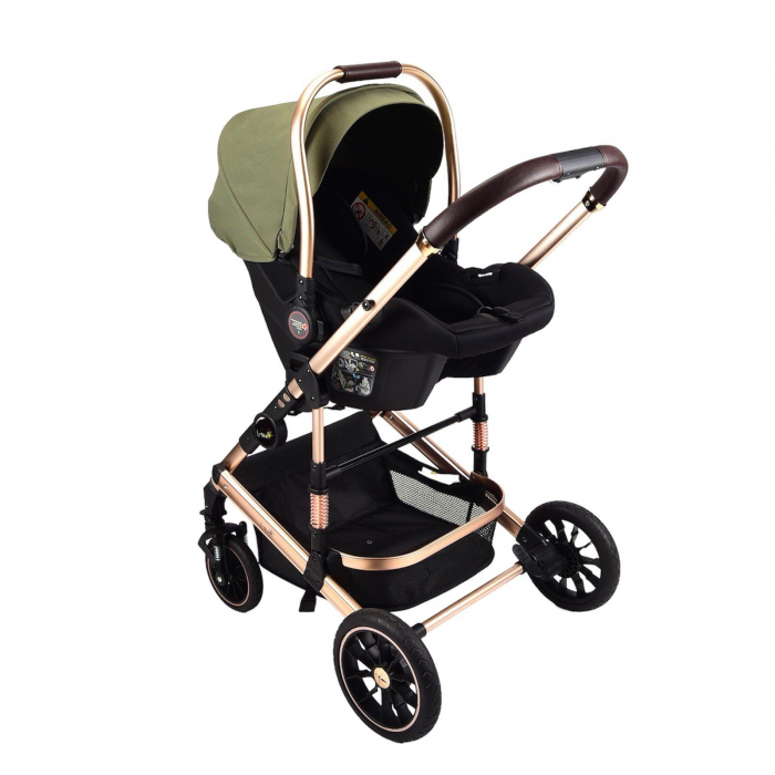 Carucior Transformabil 3 in 1 Copii Kaki - Geanta, Scoica si Husa de Picioare [4]