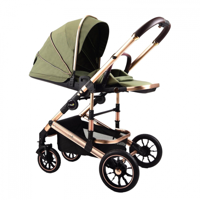 Carucior Transformabil 3 in 1 Copii Kaki - Geanta, Scoica si Husa de Picioare [5]