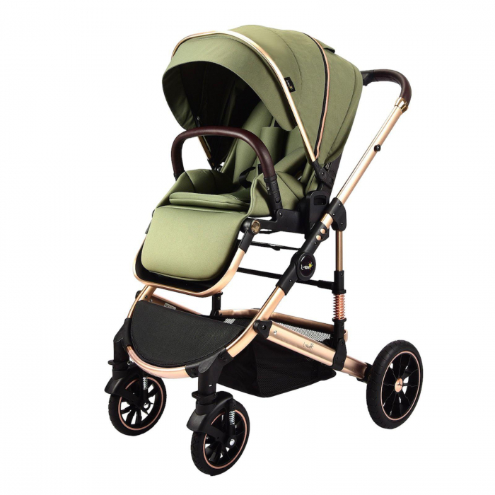 Carucior Transformabil 3 in 1 Copii Kaki - Geanta, Scoica si Husa de Picioare [9]