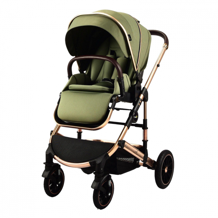 Carucior Transformabil 3 in 1 Copii Kaki - Geanta, Scoica si Husa de Picioare [10]