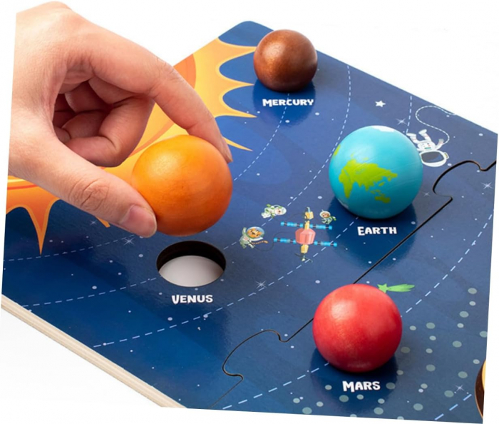 Puzzle 3D din lemn Sistem Solar – Jucarie educativa pentru copii [3]
