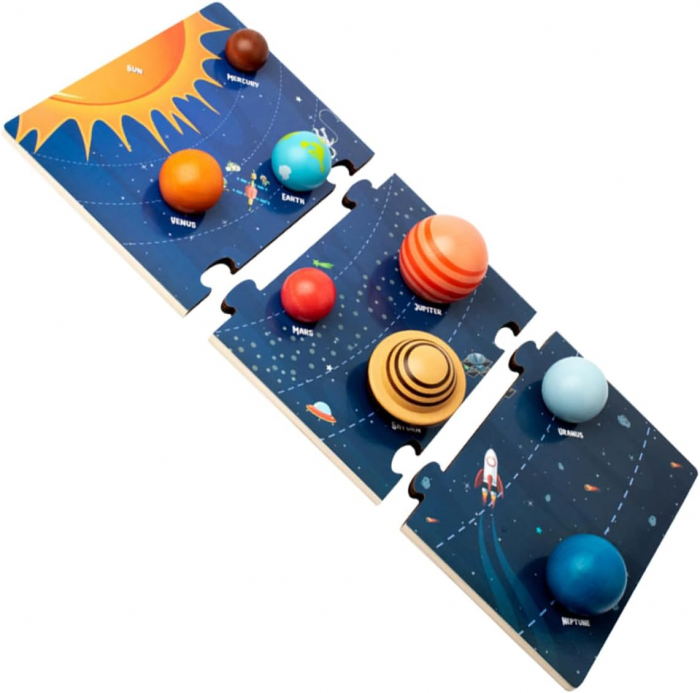 Puzzle 3D din lemn Sistem Solar – Jucarie educativa pentru copii [1]
