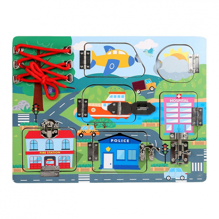 Puzzle Educativ Lemn Busy Board Urban – Vehicule si Profesii [2]